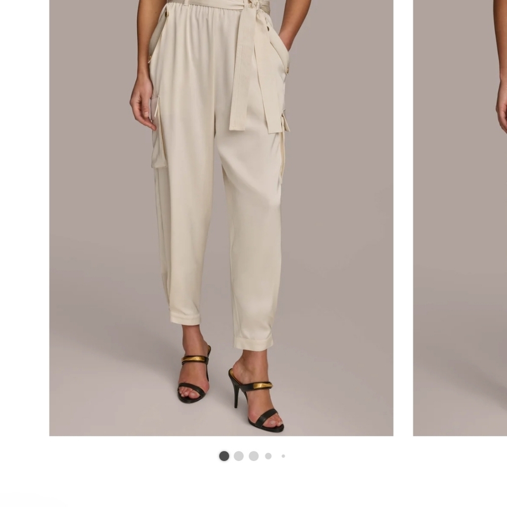 Donna Karan Women's White Cargo Joggers Satin